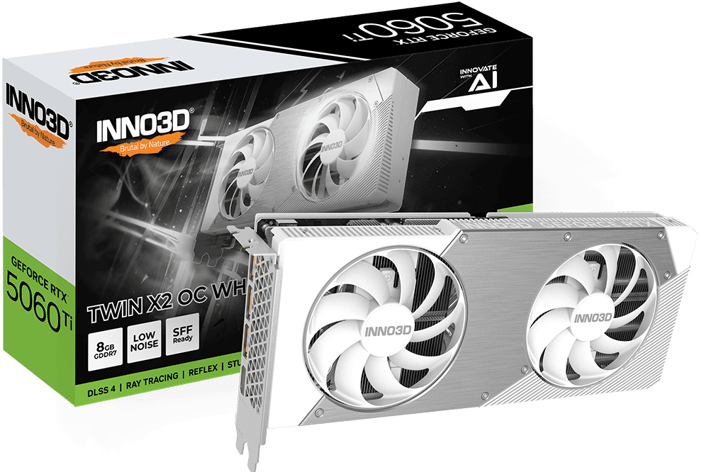 VGA CARD INNO3D RTX 5060 TI 8GB TWIN X2 OC WHITE GDDR7