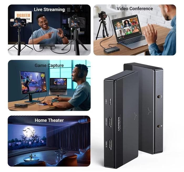 UGREEN VIDEO CAPTURE HDMI HD 4K 60HZ GAME VIDEO LIVE STREAMING - (15390A)