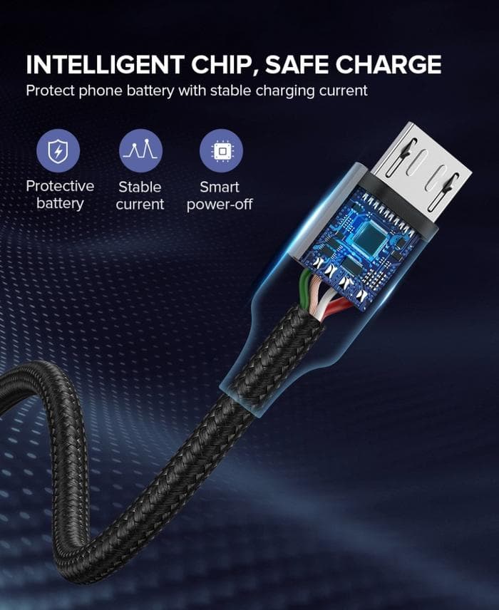 UGREEN CABLE DATA MICRO USB 18W FAST CHARGING PREMIUM BRAIDED 1m - (60136)
