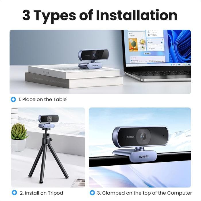 UGREEN WEBCAM UHD 4K RESOLUTION 30FPS BUILT IN DUAL MIC NOISE REDUCTION - (65381)