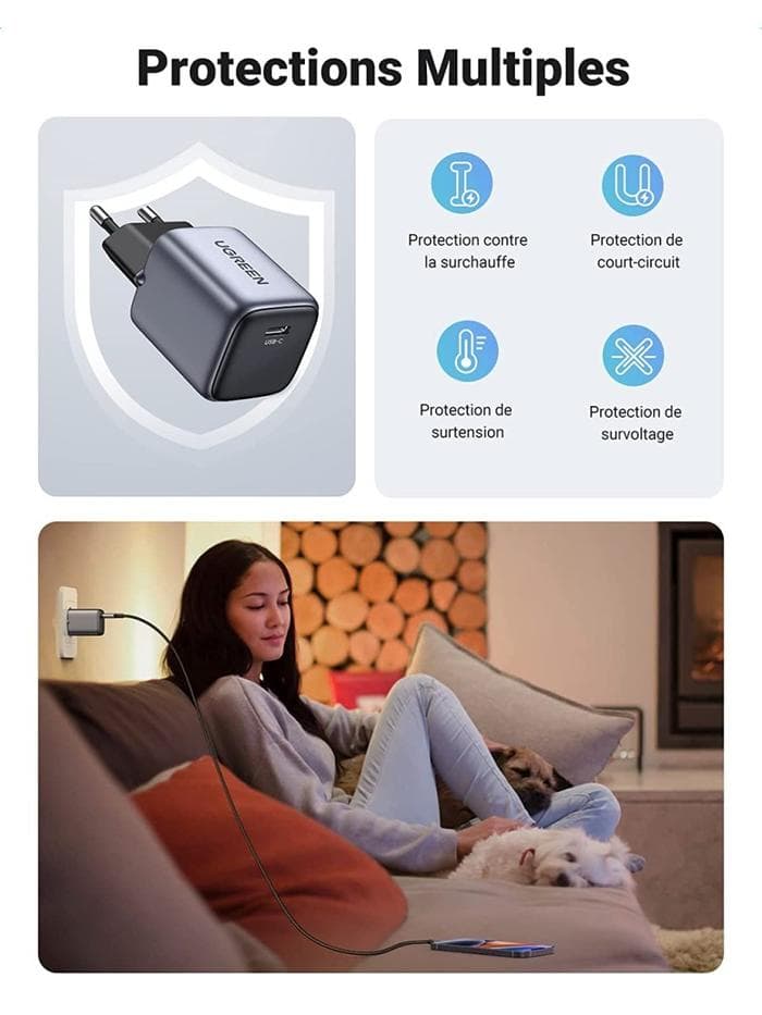 UGREEN WALL CHARGER USB-C NEXODE GAN 20W GRAY - 90664