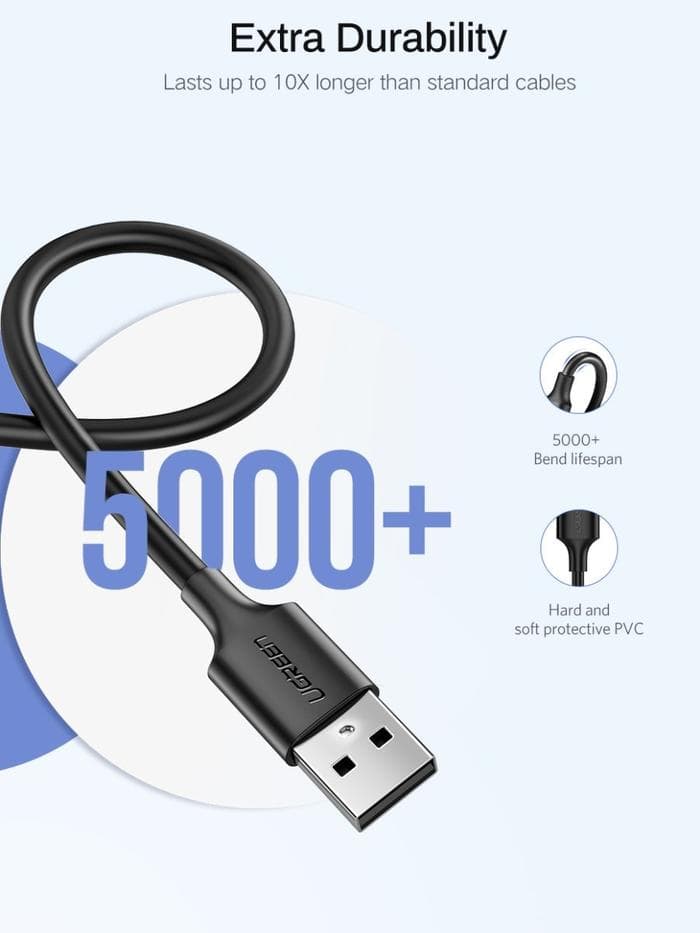 UGREEN CABLE DATA MICRO USB 18W FAST CHARGING PREMIUM BRAIDED 1m - (60136)