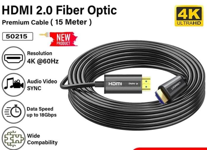 UGREEN KABEL HDMI 2.0 FIBER OPTIC HIGH SPEED 18Gbps 4K HD RESOLUSI 15M-20M - (50215 - 50216)