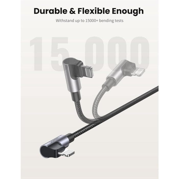 UGREEN CHARGER CABLE USB-C TO ANGLED LIGHTNING 1M 3A MFI - (60763)