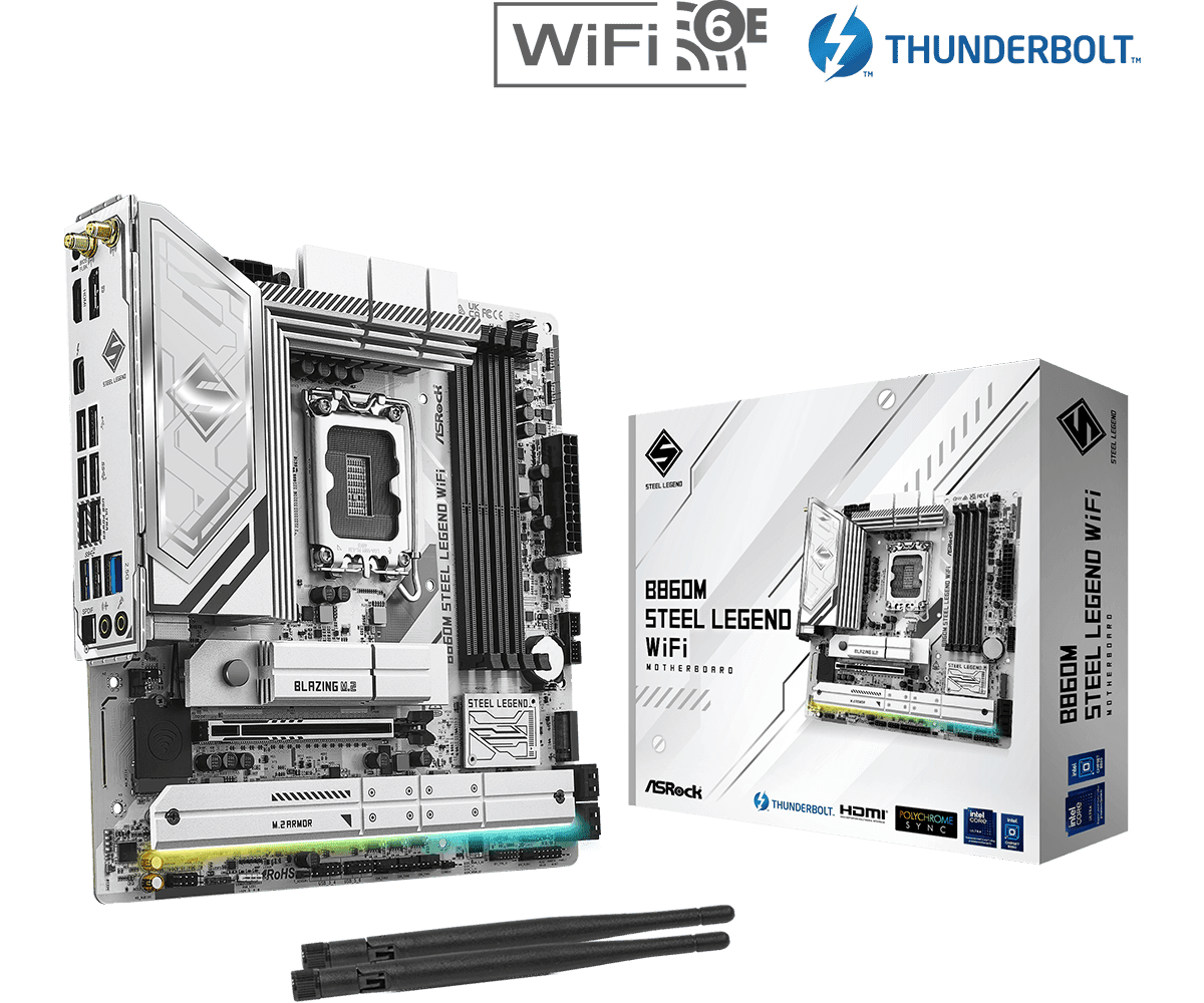 MOTHERBOARD ASROCK B860M STEEL LEGEND WIFI LGA1851 DDR5 - mATX
