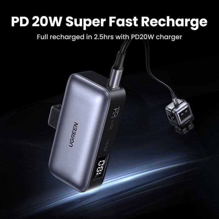 UGREEN POWERBANK PB USB-C 5000Mah 20W 22.5W BUILT IN CONNECTOR FAST CHARGING - (35338)