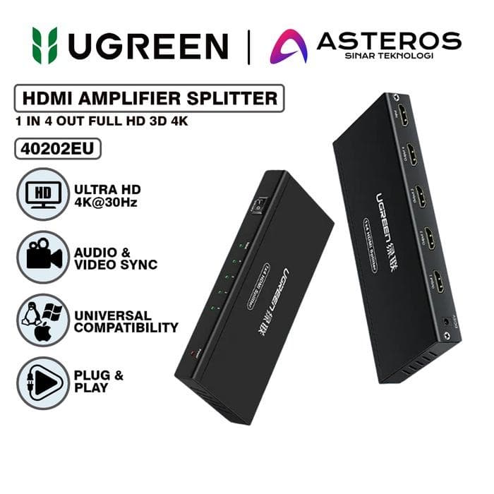 UGREEN HDMI AMPLIFIER SPLITTER 1-IN-4 & 1-IN-8 OUT FULL HD 3D 4K - (40202EU - 40203EU)