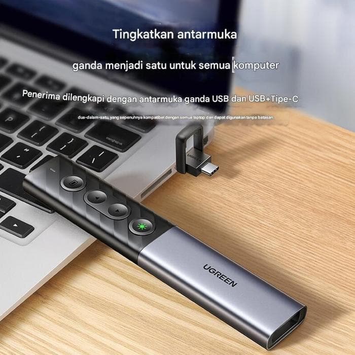 UGREEN LASER POINTER PRESENTER RED TYPE-C DUAL CONNECTION RED DOT WIRELESS - (80136)