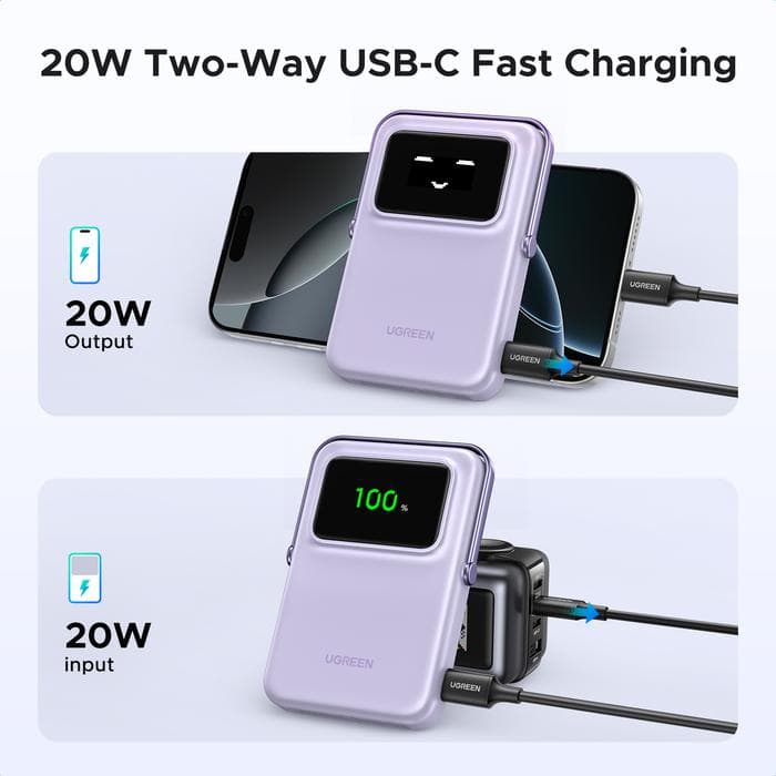 UGREEN Qi2 WIRELESS POWERBANK MAGNETIC MAGSAFE 10.000mAh 30W TYPE-C FAST CHARGING - (45329 - 45337)