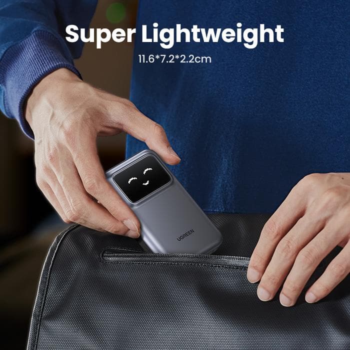 UGREEN POWERBANK UNO SERIES SMART DISPLAY BUILT-IN TYPE-C CABLE 10.000mAh PD FAST CHARGING 30W - (35603B - 35604B))
