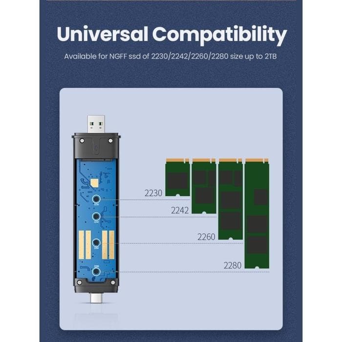 UGREEN SSD M.2  SATA ENCLOSURE NGFF USB-C 3.1 HIGH SPEED TRANSFER DATA - (10903)
