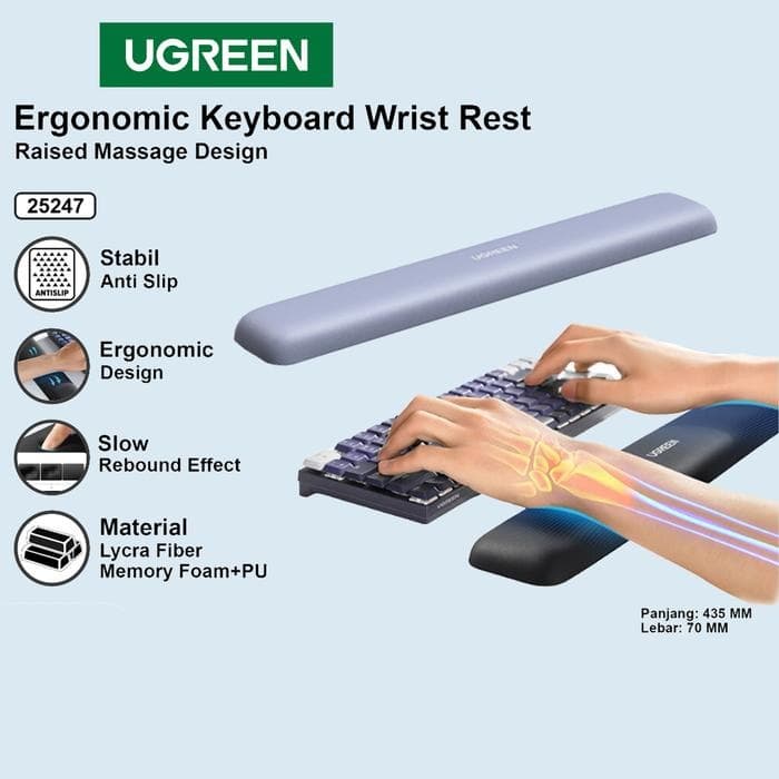 UGREEN KEYBOARD WRIST REST PAD ERGONOMIC SOFT MEMORY FOAM MOUSE PAD BANTALAN - (25247)