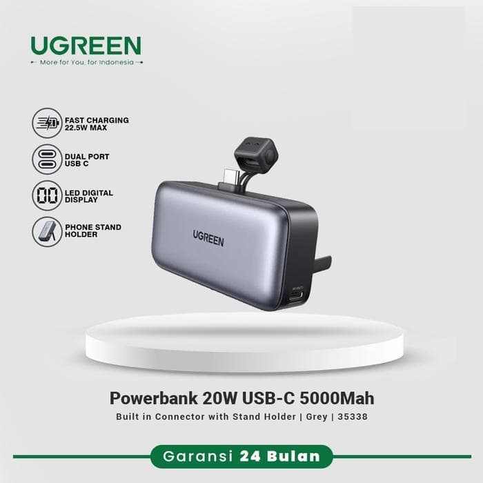 UGREEN POWERBANK PB USB-C 5000Mah 20W 22.5W BUILT IN CONNECTOR FAST CHARGING - (35338)
