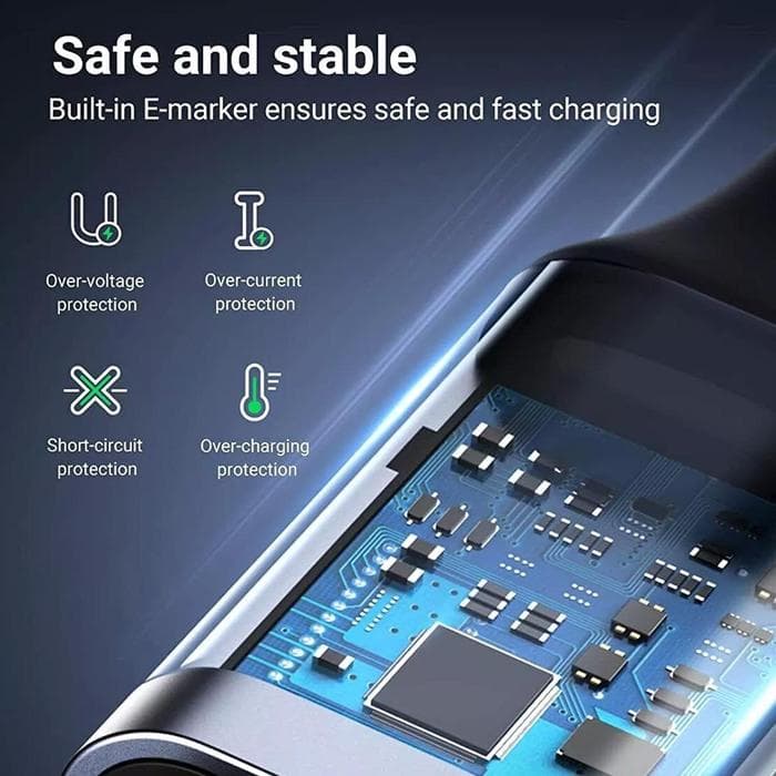 UGREEN CABLE DATA GAMING TYPE-C TO TYPE-C ELBOW NYLON BRAIDED SUPER FAST CHARGING 60W - (50123)