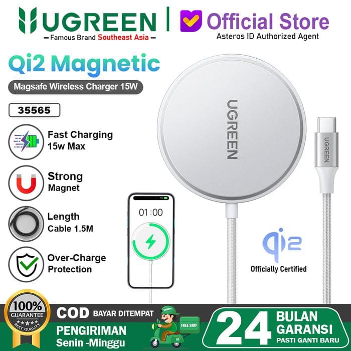 UGREEN KABEL CHARGER MAGSAFE Qi2 FOR IPHONE FAST CHARGING 15W 1.5M - (35565 & 55206)