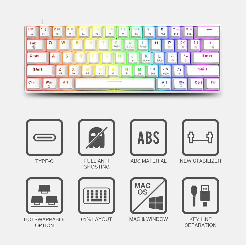 KEYBOARD ARMAGGEDDON MKA-1C NEX MECHANICAL SWITCH KEYBOARD 61% LAYOUT