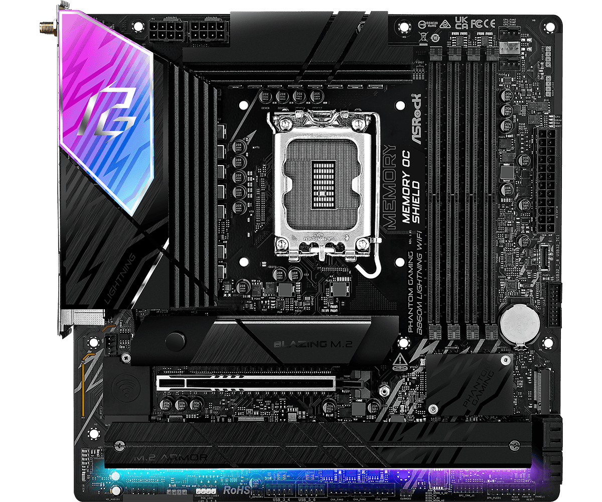 MOTHERBOARD ASROCK PHANTOM GAMING B860M LIGHTNING WIFI LGA1851 DDR5 - mATX