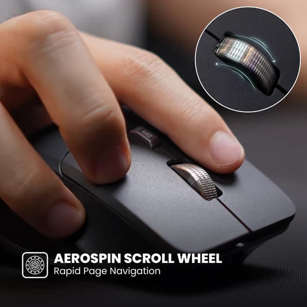 MOUSE REXUS FLOW QZ30 MOUSE OFFICE WIRELESS ERGONOMIC SILENT CLICK AEROSPIN WHEEL &amp; HORIZONTAL SCROLL MODE