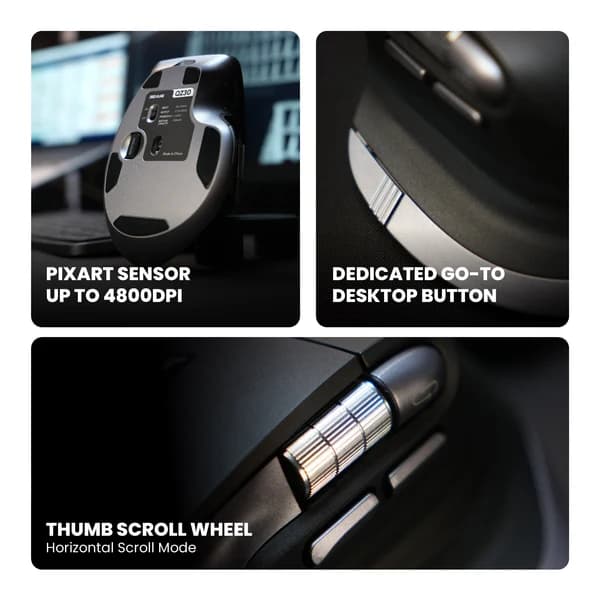 MOUSE REXUS FLOW QZ30 MOUSE OFFICE WIRELESS ERGONOMIC SILENT CLICK AEROSPIN WHEEL &amp; HORIZONTAL SCROLL MODE