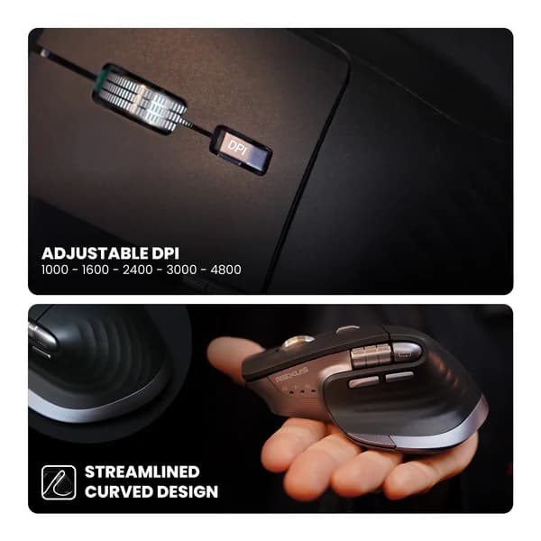 MOUSE REXUS FLOW QZ30 MOUSE OFFICE WIRELESS ERGONOMIC SILENT CLICK AEROSPIN WHEEL &amp; HORIZONTAL SCROLL MODE