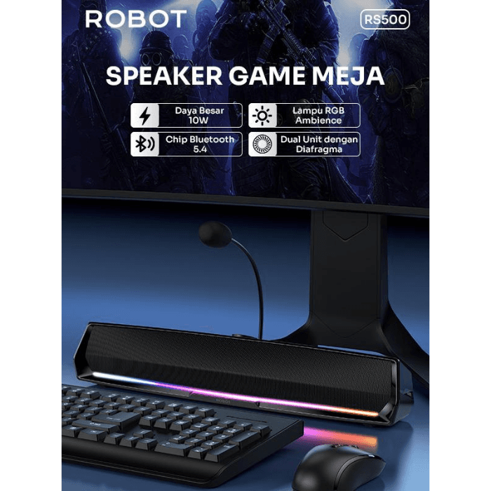 SPEAKER ROBOT WIRELESS SOUNDBAR RS500 BLUETOOTH 5.4 WITH MICROPHONE