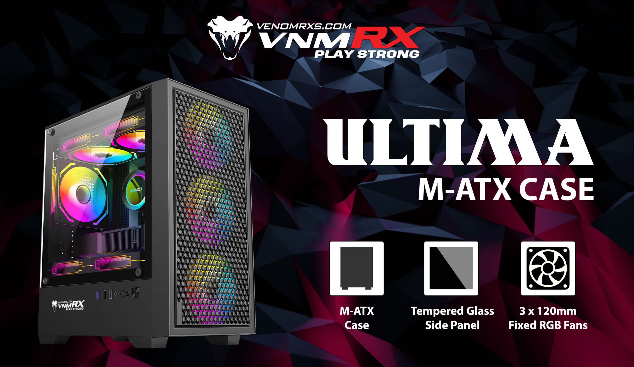 CASING VENOMRX ULTIMA FIXED RGB MD TOWER (Include Fan 3) - mATX