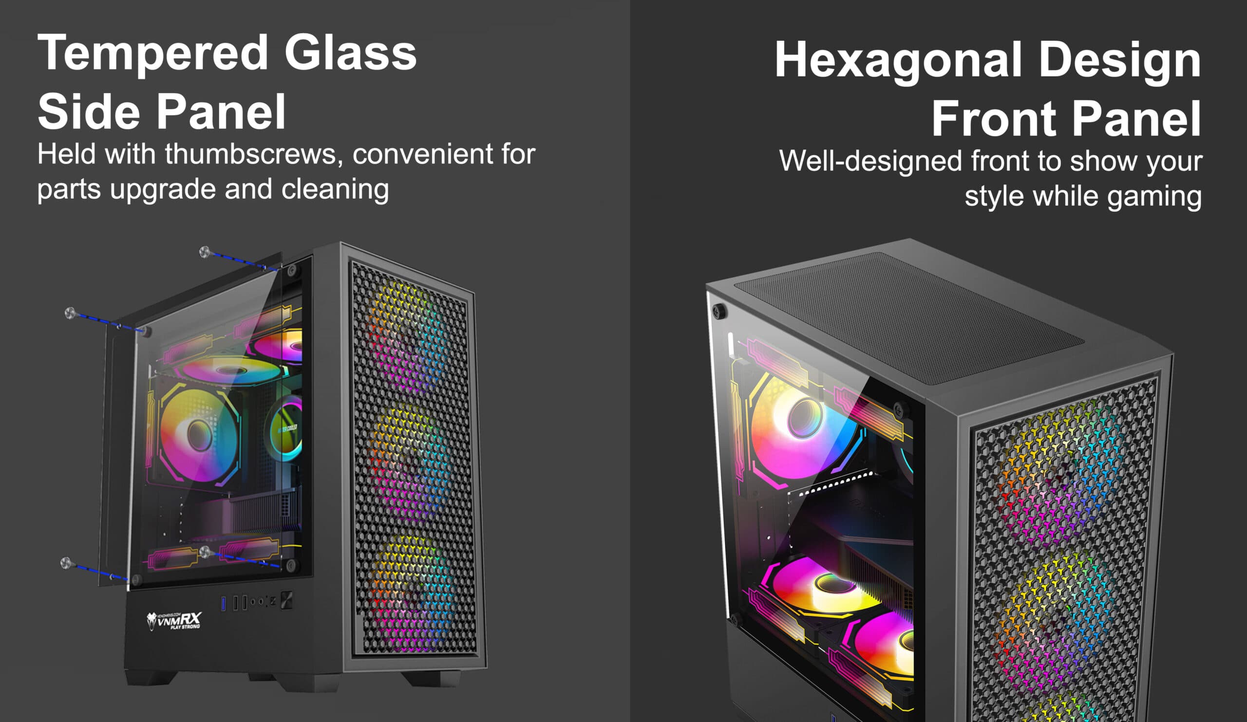 CASING VENOMRX ULTIMA FIXED RGB MD TOWER (Include Fan 3) - mATX