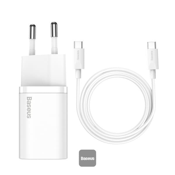 BASEUS CHARGER SUPER SI QUICK CHARGER 1C 25W EU CABLE TYPE-C TO TYPE-C - (TZCCSUP-L01 / TZCCSUP-L02)