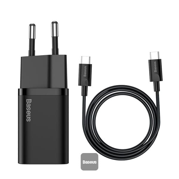 BASEUS CHARGER SUPER SI QUICK CHARGER 1C 25W EU CABLE TYPE-C TO TYPE-C - (TZCCSUP-L01 / TZCCSUP-L02)