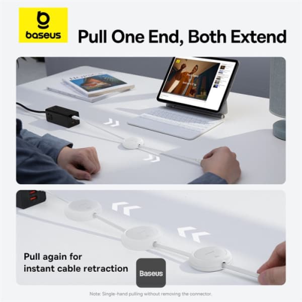 BASEUS FREE2PULL MINI CHARGING CABLE USB-C TO USB-C 60W FAST CHARGING 1M - (P10364500111-01 / P10364500211-01 / P10364500311-01)