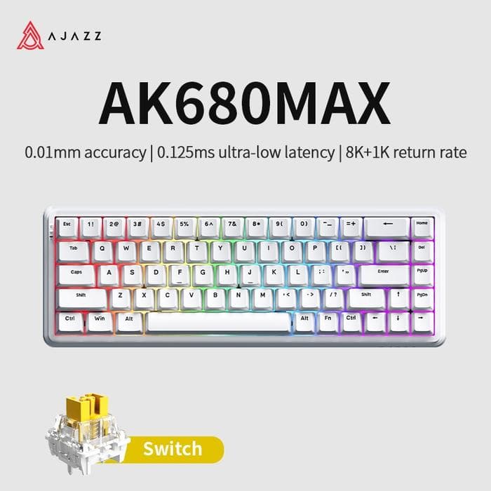 KEYBOARD AJAZZ AK680 MAX HE TRI-MODE CONNECTION RAPID TRIGGER 65% MECHANICAL KEYBOARD UP TO 8K POLLING RATE