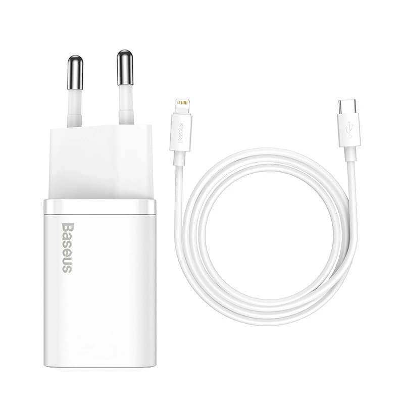 BASEUS CHARGER SUPER SI 20W 1C WITH CABLE TYPE-C TO LIGHTNING - (TZCCSUP-B01 / TZCCSUP-B02)