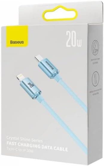 BASEUS CRYSTAL SHINE SERIES FAST CHARGING DATA CABLE TYPE-C TO LIGHTNING 20W 2M - (CAJY001403 / CAJY001404)