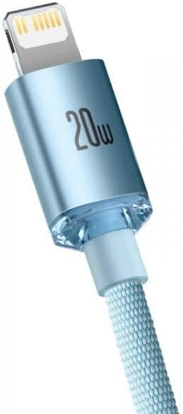 BASEUS CRYSTAL SHINE SERIES FAST CHARGING DATA CABLE TYPE-C TO LIGHTNING 20W 2M - (CAJY001403 / CAJY001404)