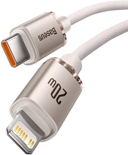 BASEUS CRYSTAL SHINE SERIES FAST CHARGING DATA CABLE TYPE-C TO LIGHTNING 20W 2M - (CAJY001403 / CAJY001404)