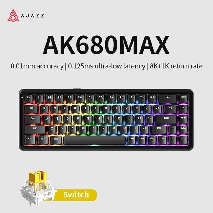 KEYBOARD AJAZZ AK680 MAX HE TRI-MODE CONNECTION RAPID TRIGGER 65% MECHANICAL KEYBOARD UP TO 8K POLLING RATE