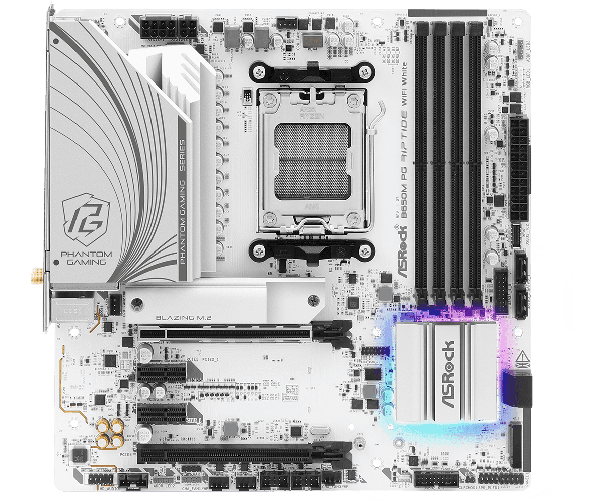 MOTHERBOARD ASROCK B650M PG RIPTIDE WIFI WHITE DDR5 AM5 - mATX