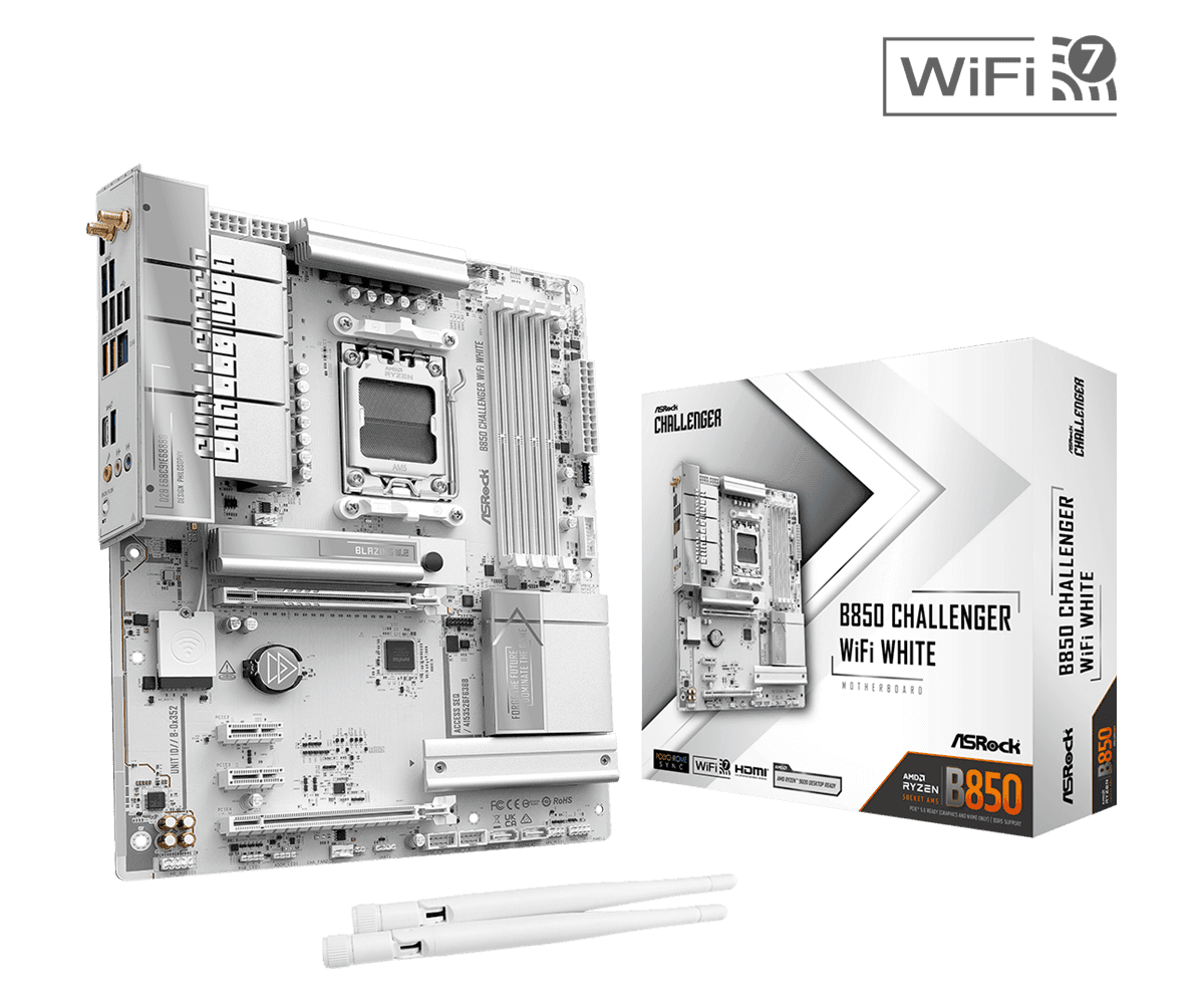 MOTHERBOARD ASROCK B850 CHALLENGER WIFI WHITE DDR5 AM5 - ATX