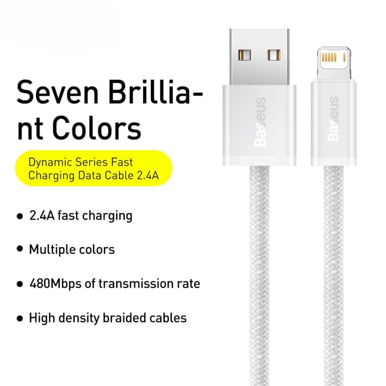 BASEUS KABEL DYNAMIC SERIES 2.4A USB-A TO LIGHTNING 1M - (CALD000402 / CALD000403)