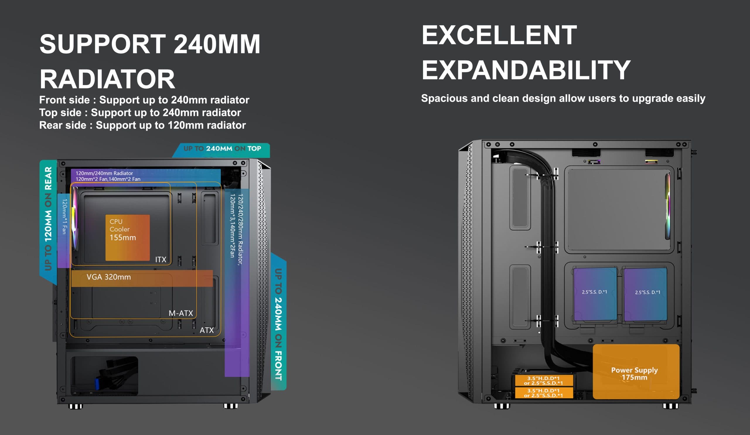 CASING VENOMRX MYSTRA FIXED-RGB MID TOWER - ATX