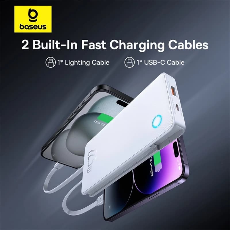 BASEUS POWERBANK AIRPOW LITE 10000mAh 22.5W DUAL-CABLE GARANSI 2 TAHUN - (P10067501213-00 / P10067501123-00)