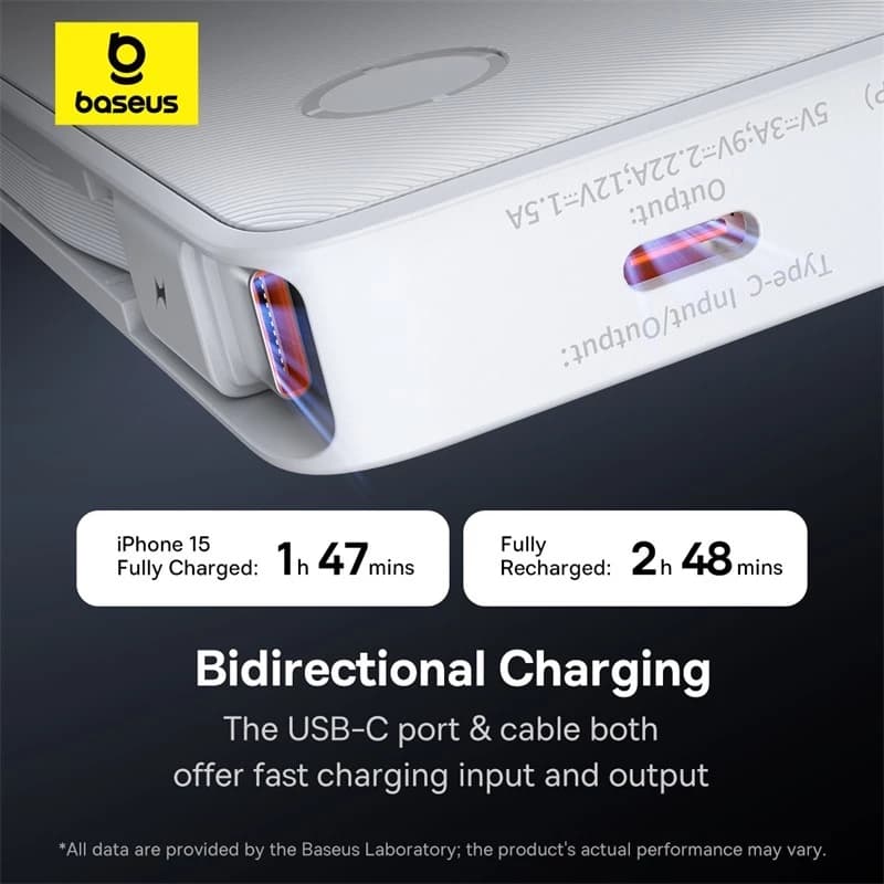BASEUS POWERBANK AIRPOW LITE 10000mAh 22.5W DUAL-CABLE GARANSI 2 TAHUN - (P10067501213-00 / P10067501123-00)