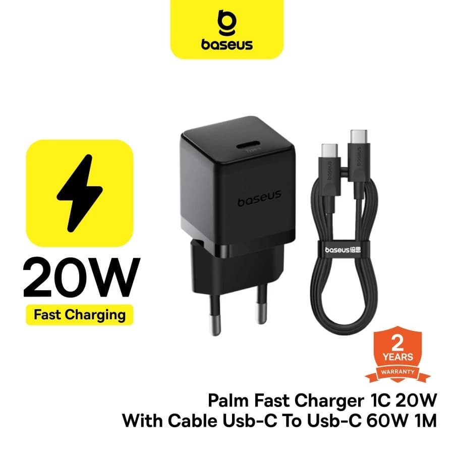 BASEUS CHARGER PALM FAST CHARGER 20W 1 PORT USB-C - (P10111602113-01 / P10111602213-01)