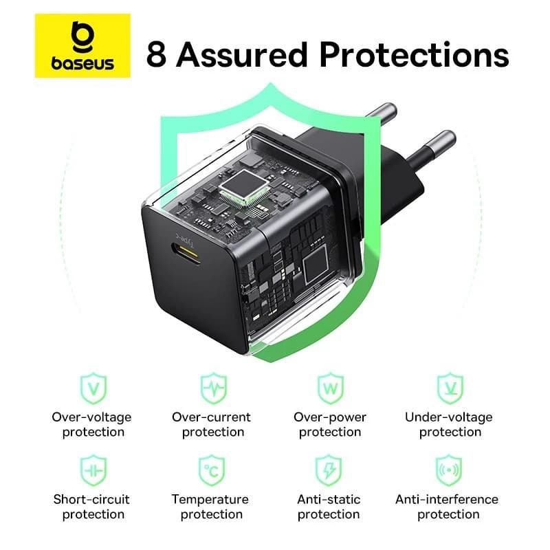 BASEUS CHARGER PALM FAST CHARGER 20W 1 PORT USB-C - (P10111602113-01 / P10111602213-01)