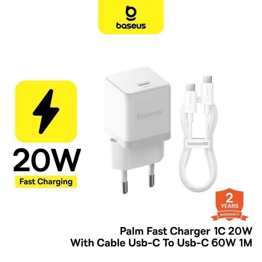 BASEUS CHARGER PALM FAST CHARGER 20W 1 PORT USB-C - (P10111602113-01 / P10111602213-01)