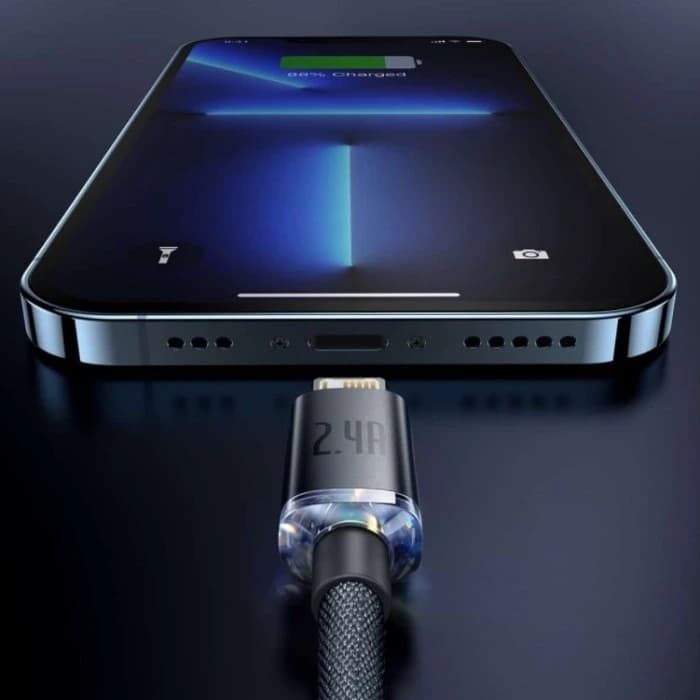 BASEUS KABEL CRYSTAL SHINE SERIES FAST CHARGING DATA USB-A TO LIGHTNING 2.4A 1.2m - (CAJY000001 / CAJY000003)