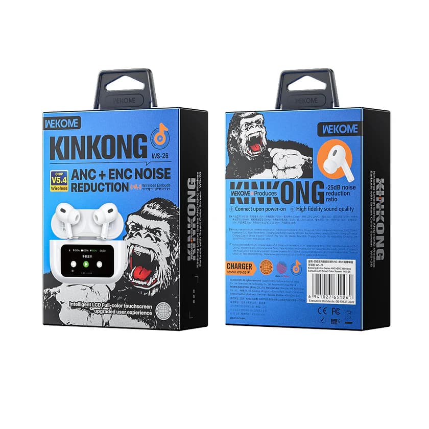 WEKOME KINKONG-LINTON SERIES ANC+ENC WIRELESS AERBUDS WITH SMART COLOR SCREEN WS-26