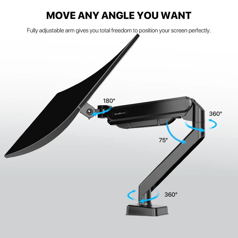 BRACKET MONITOR FANTECH WORKSTATION MBS1 SINGLE-ARM 90 DEGREE TILT