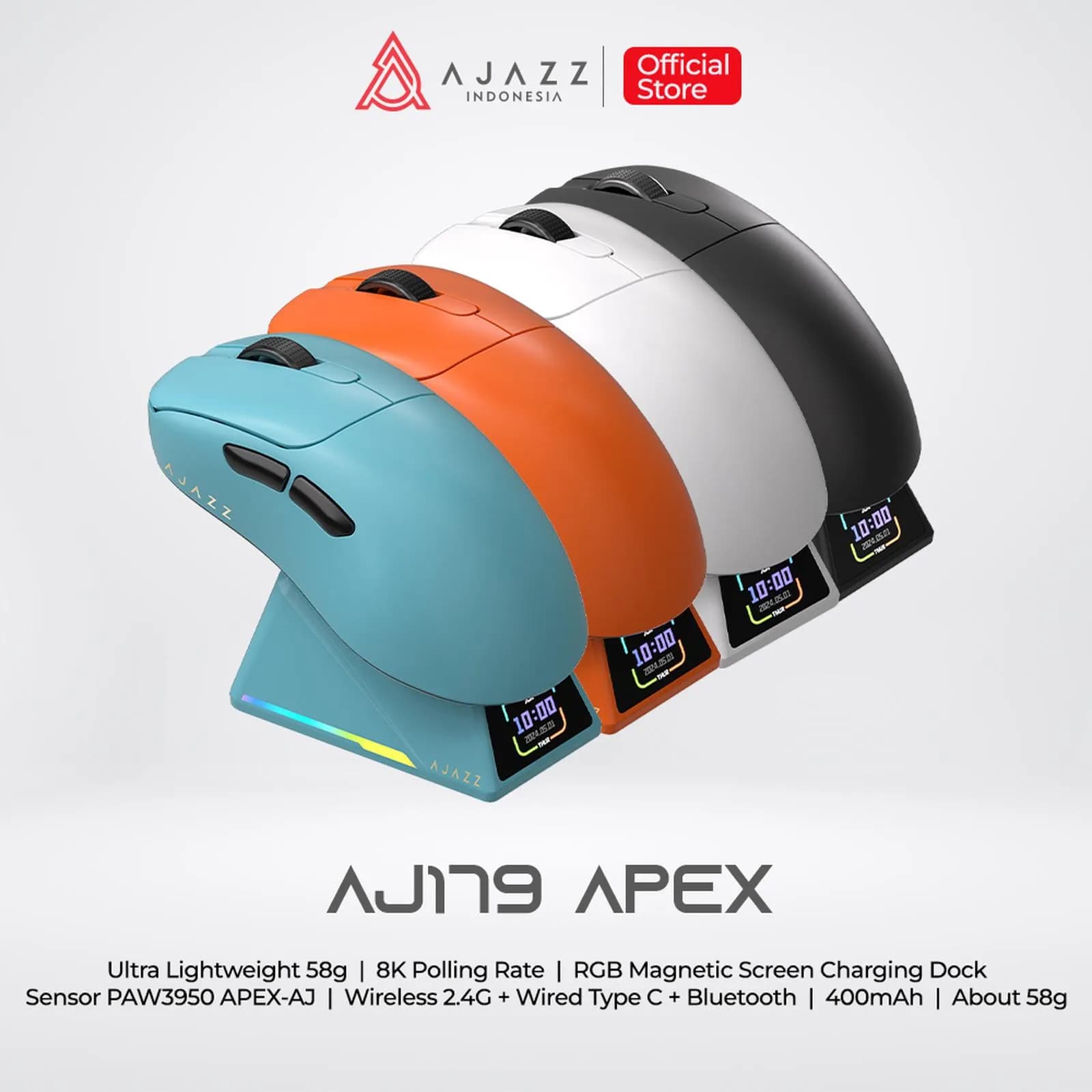 MOUSE AJAZZ AJ179 APEX GAMING MOUSE 8K TRI MODE PAW 3950