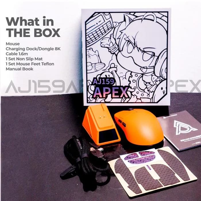 MOUSE AJAZZ AJ159 APEX 8K GAMING MOUSE TRI-MODE PAW3950 WITH CHARGING DOCK